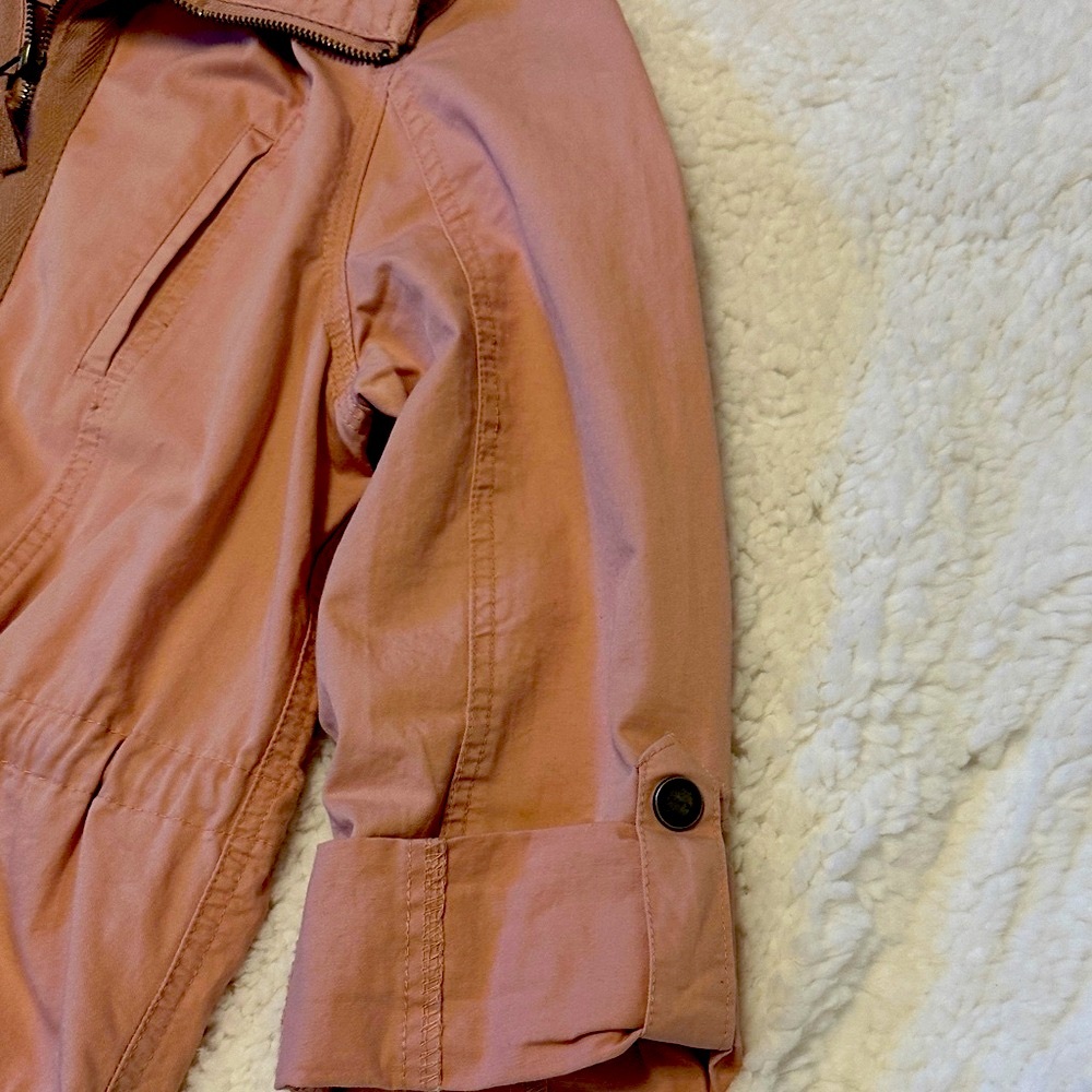 Ashley by 26 International Blush Utility Jacket Medium Embroidered Floral Cinche - Picture 5 of 8